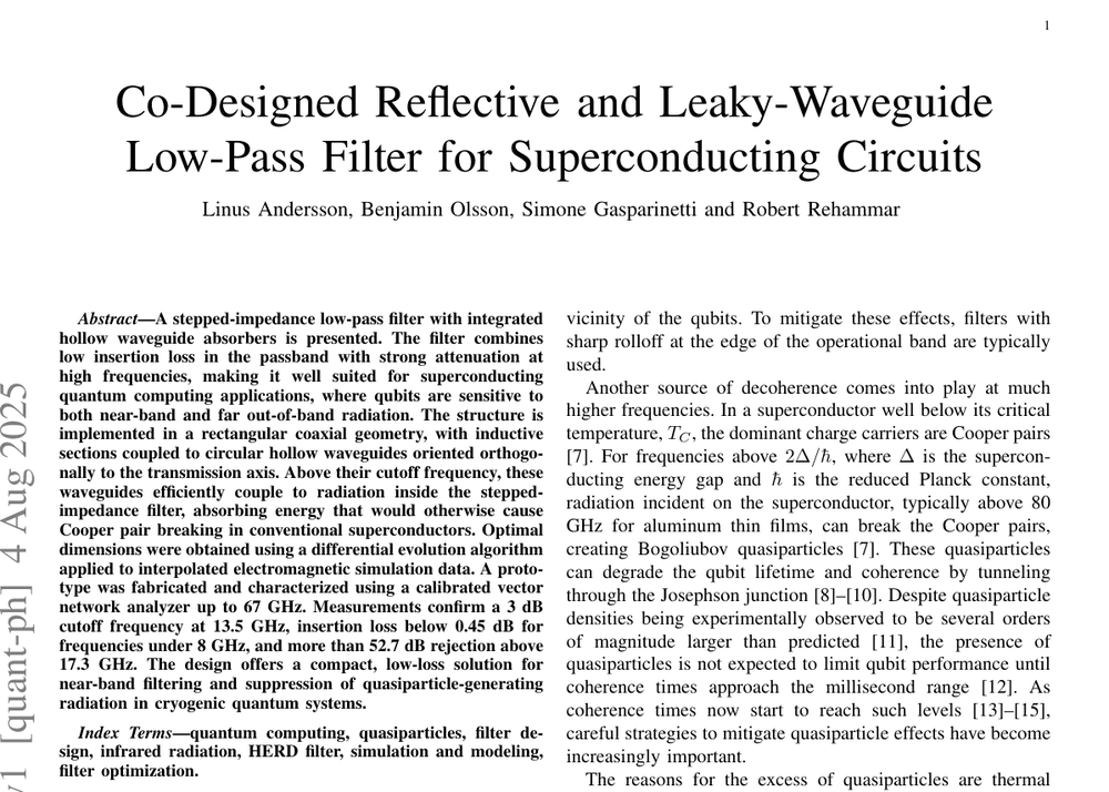 Co-designed reflective and leaky-waveguide low-pass filter paper, first page
